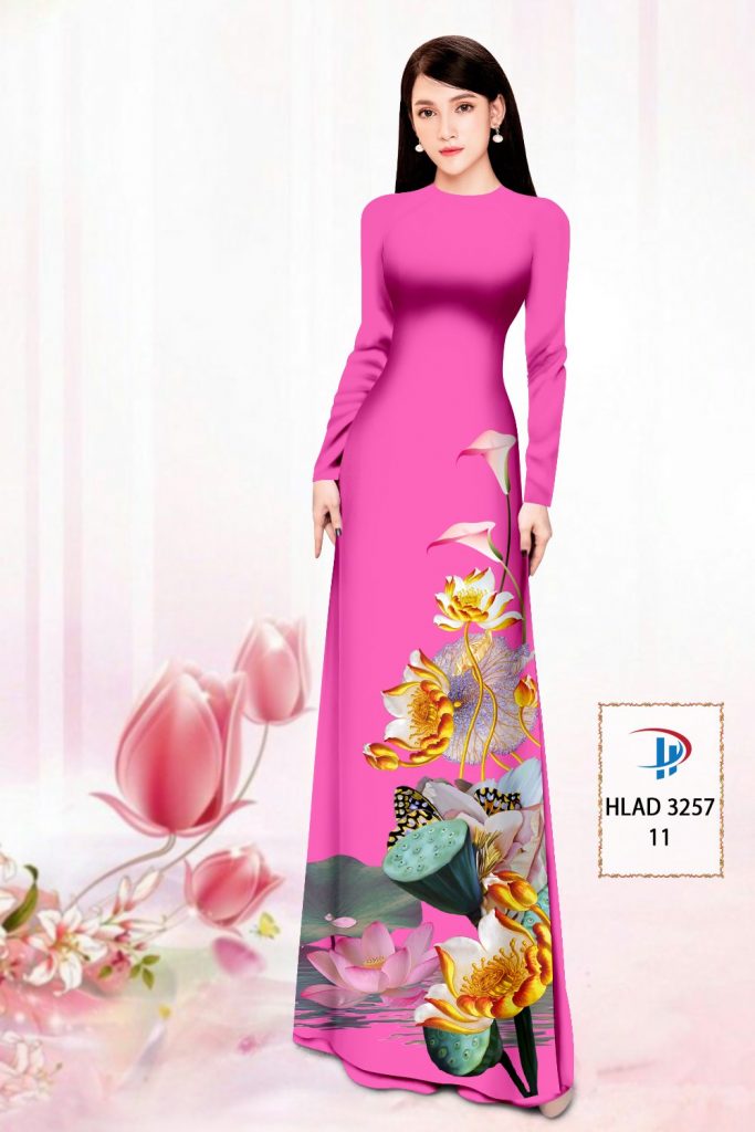 Vải áo dài Hoa Sen ưa thích nhiều hiện nay hlad 3257 vai-ao-dai-dat-in-3d-hoa-sen