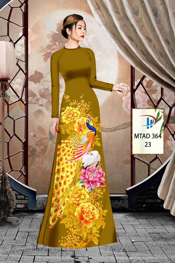 Vải áo dài Chim Công Cò mtad 364 1 vai-ao-dai-in-3d-chim-cong-co