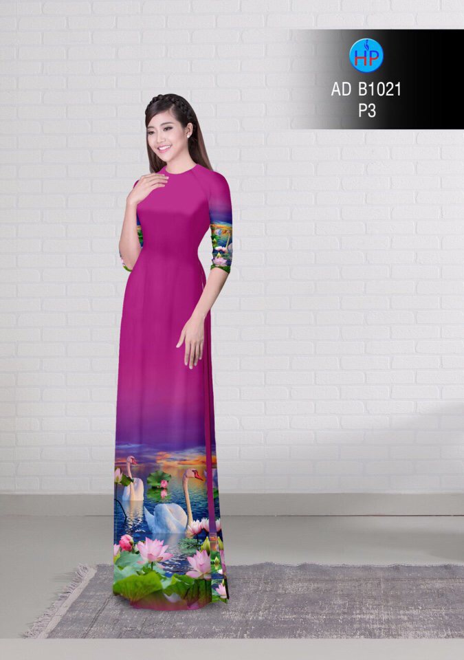 Vải áo dài Hoa Sen AD B1021 3 Vải áo dài Hoa Sen AD B1021